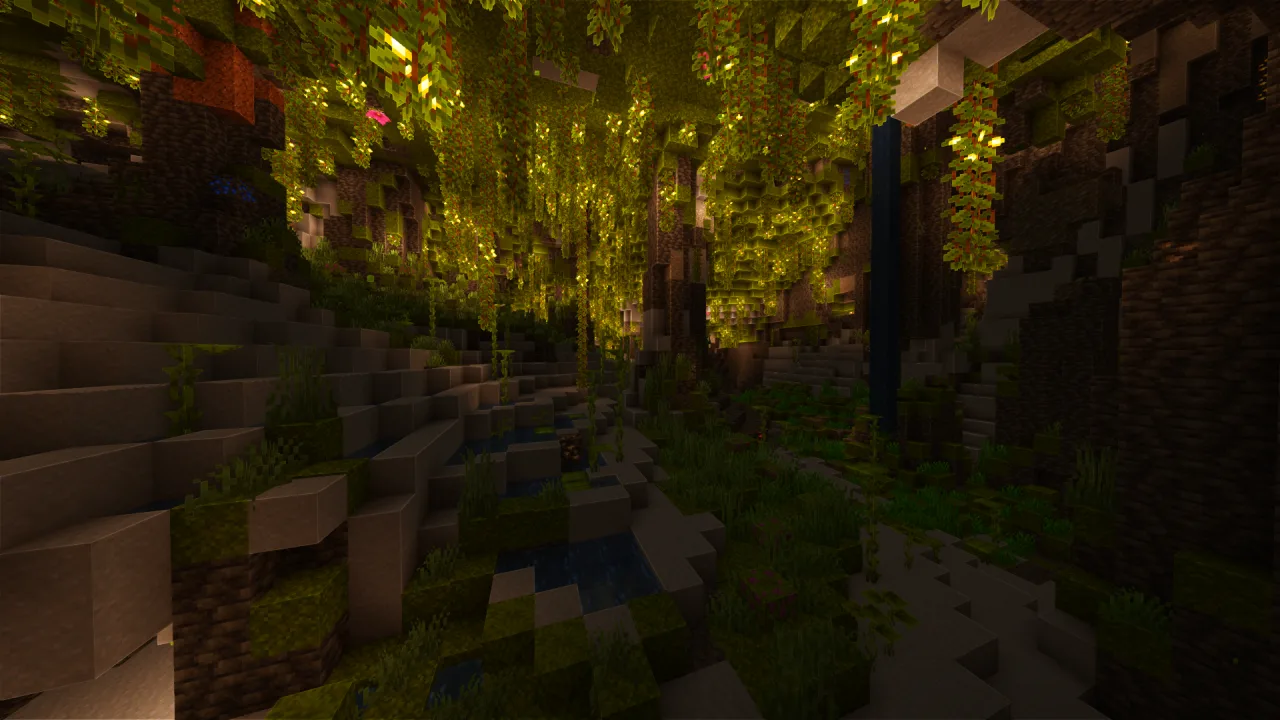 шейдеры Aurora на изображении Lush Cavern