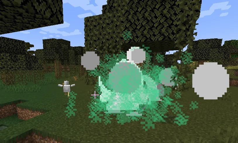 Взрывной снаряд из блоков слизи в стиле Minecraft.