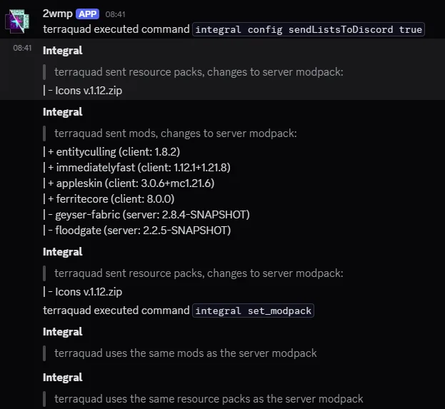 Интеграция мода Integral с Discord для отправки отчетов
