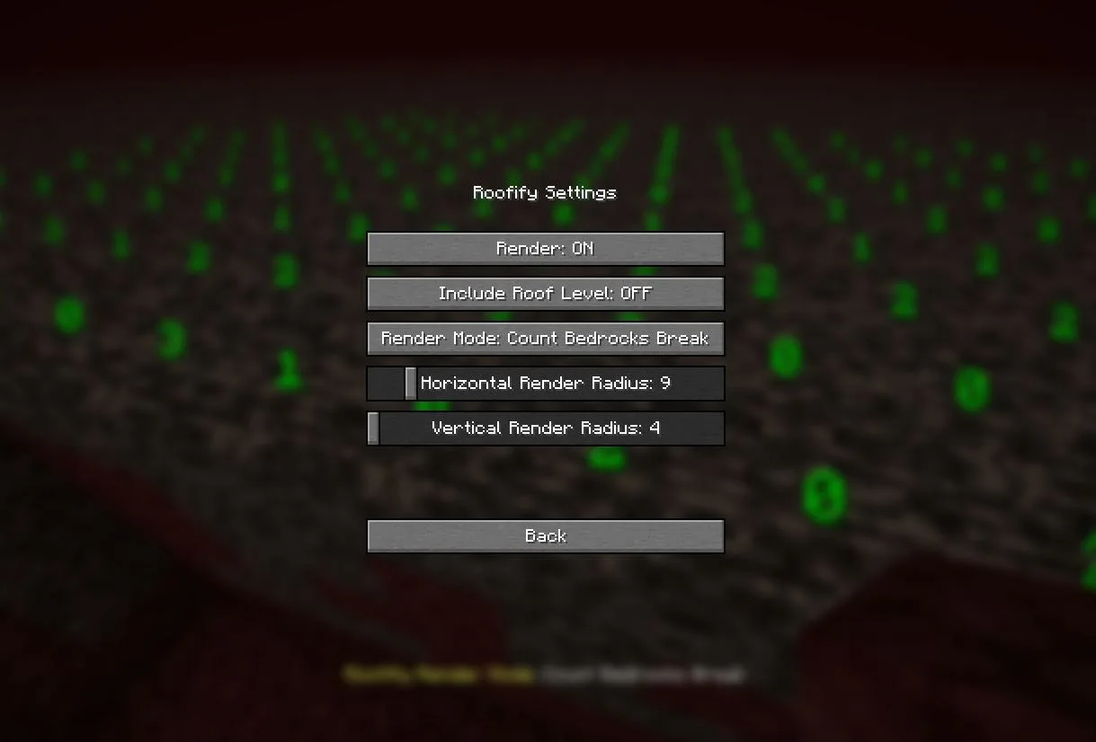 Настройки мода Roofify в меню ModMenu