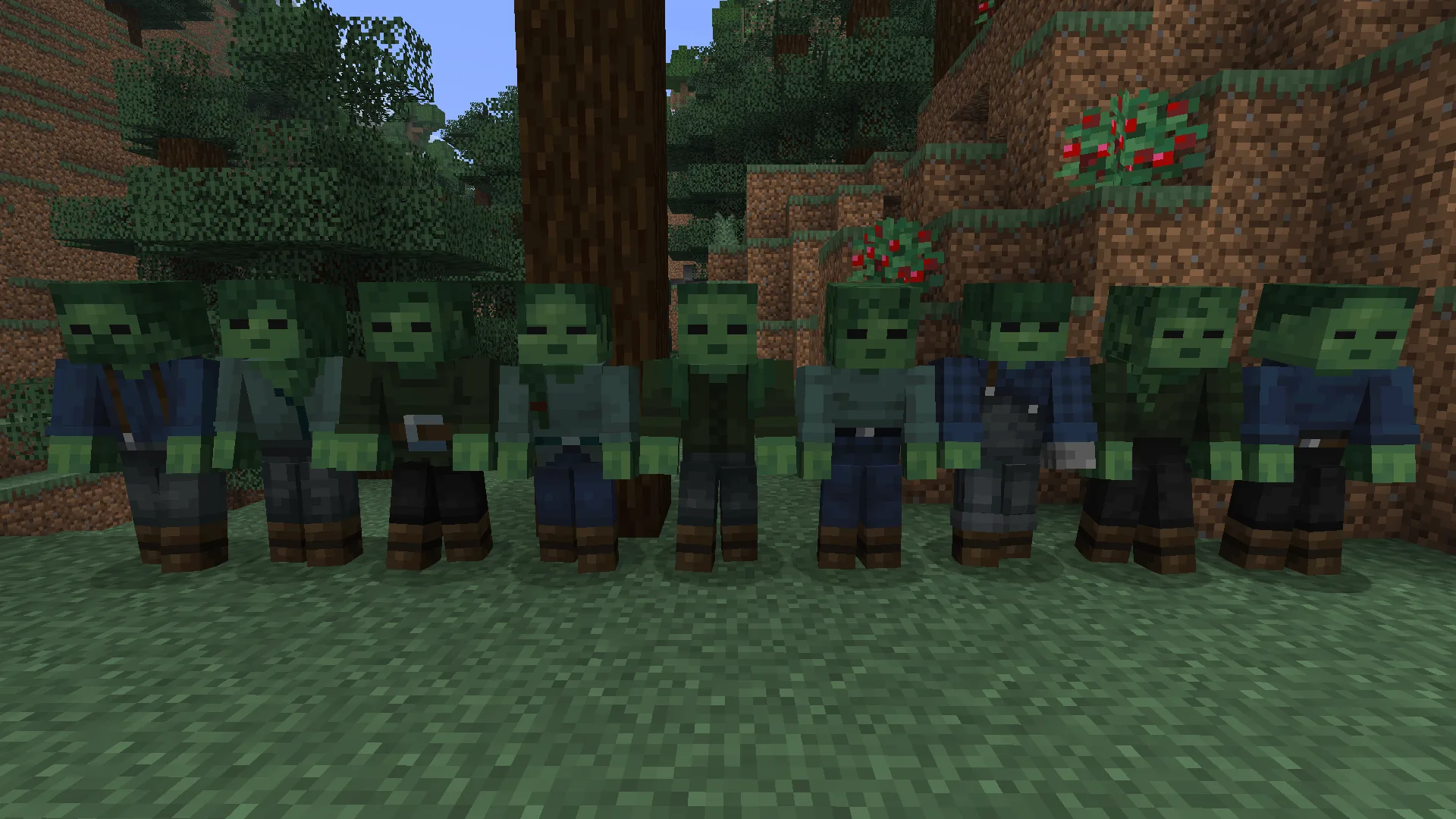 Зомби в тайге с анимациями из пака Fresh Animations.