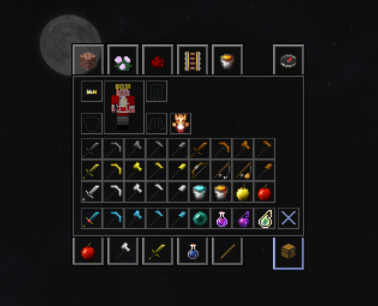 Игровой инвентарь с предметами для PvP на сервере Technofault.