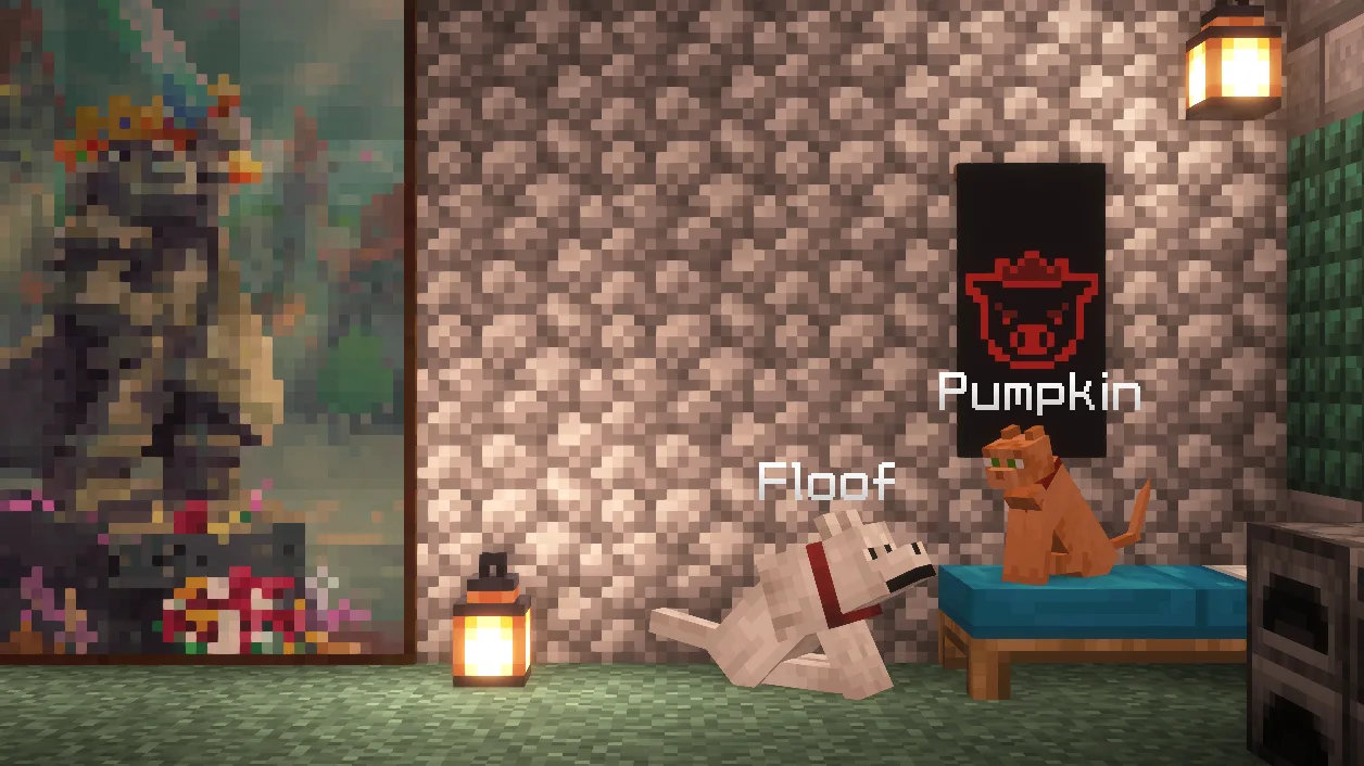 Скриншот из проекта Technofault: пушистое существо и тыква.