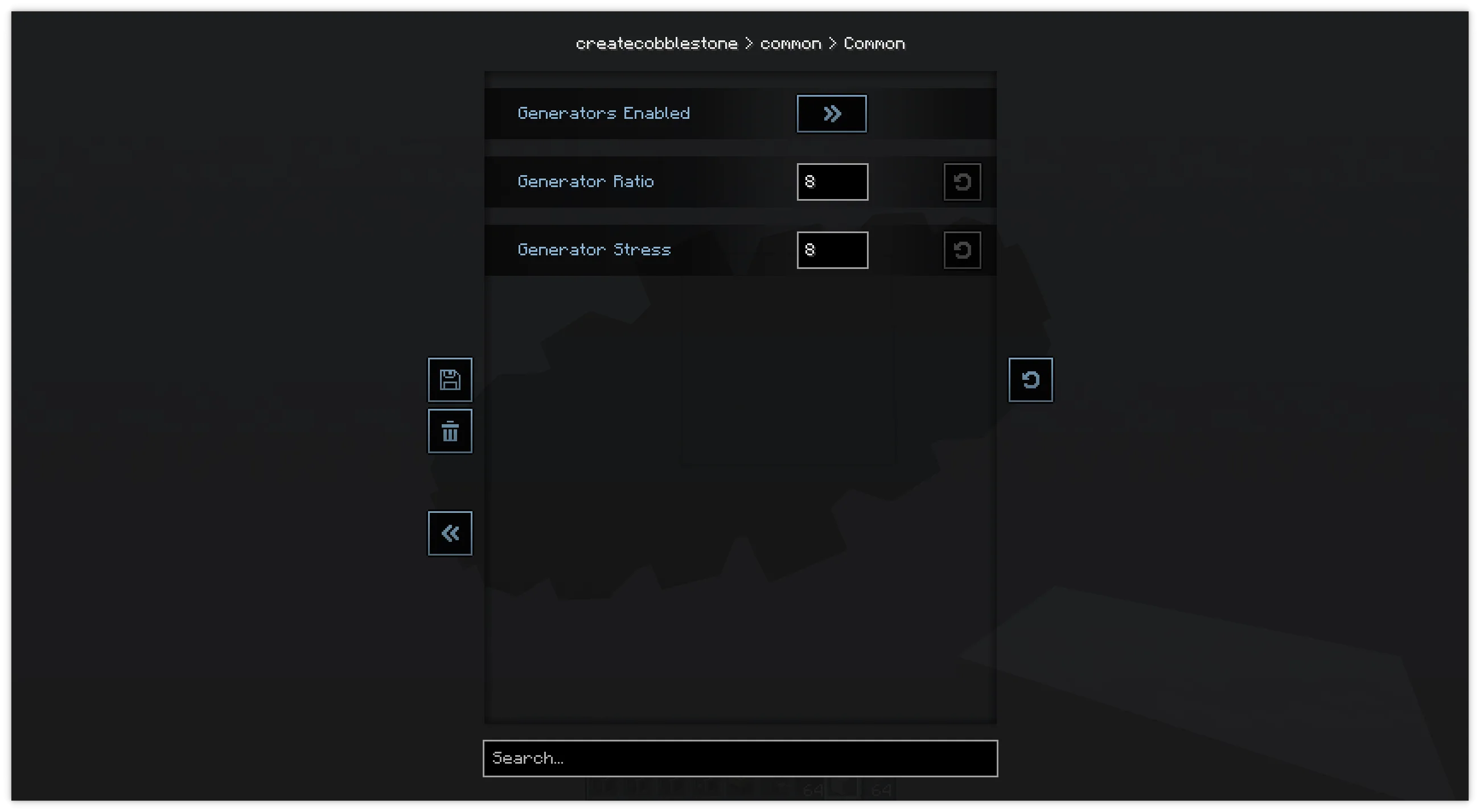 Config screen