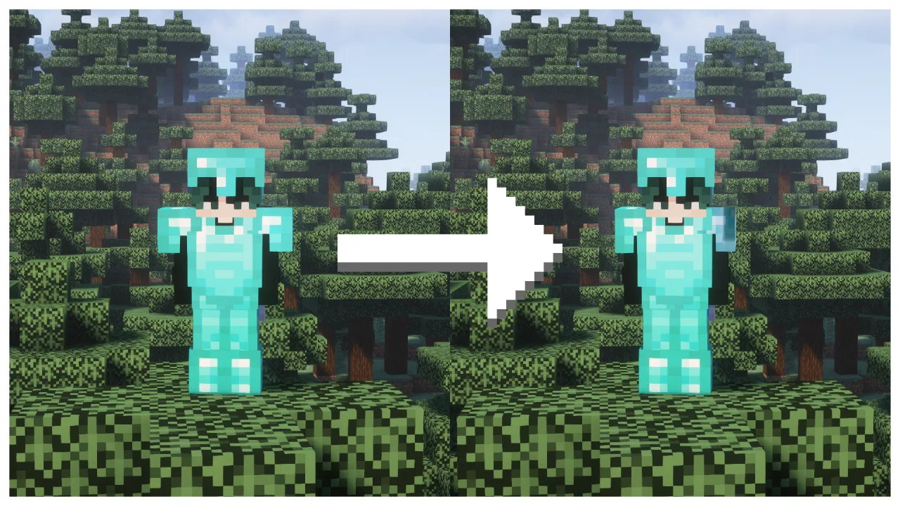 Сравнение внешнего вида игрока с Slim Armor и шейдерами