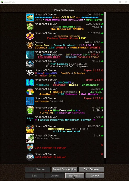 Скриншот исправленного отображения статуса сервера в Minecraft.