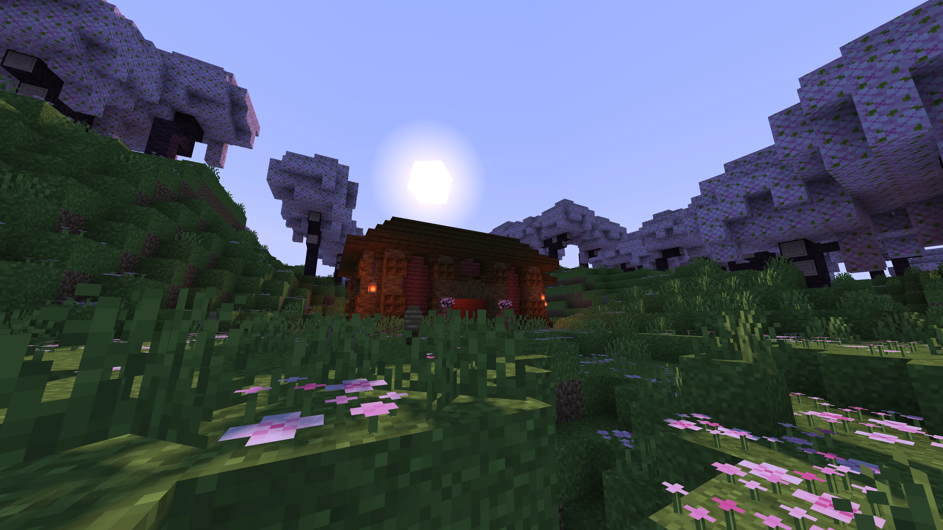 Вишневый биом с шейдерами SillyWankerShader.