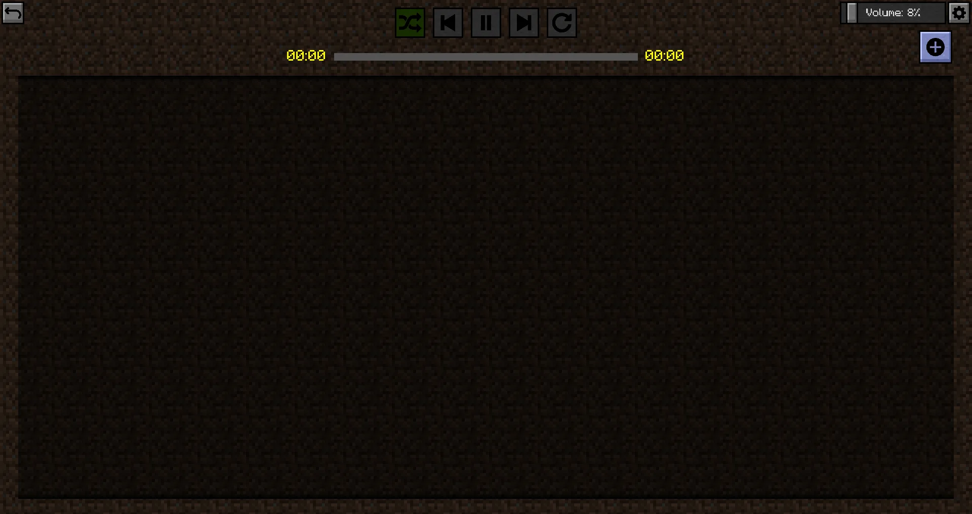 Интерфейс музыкального плеера в Minecraft.