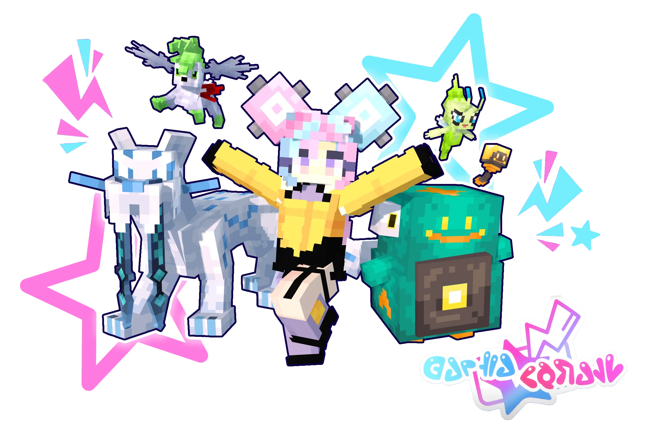 Игровой скриншот мода MissingMons для Cobblemon с мифическим покемоном.