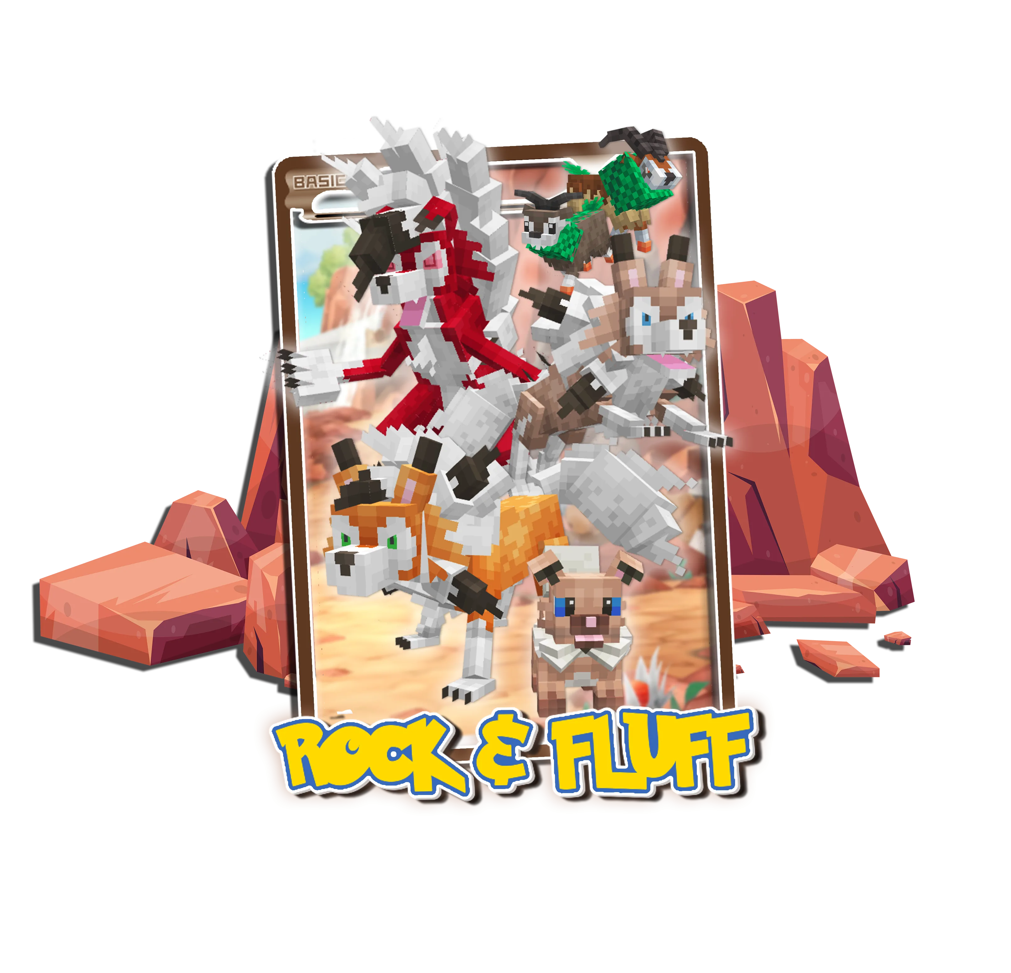 Игровые модели покемонов Рокрафф и Скиддо из мода MissingMons для Cobblemon.