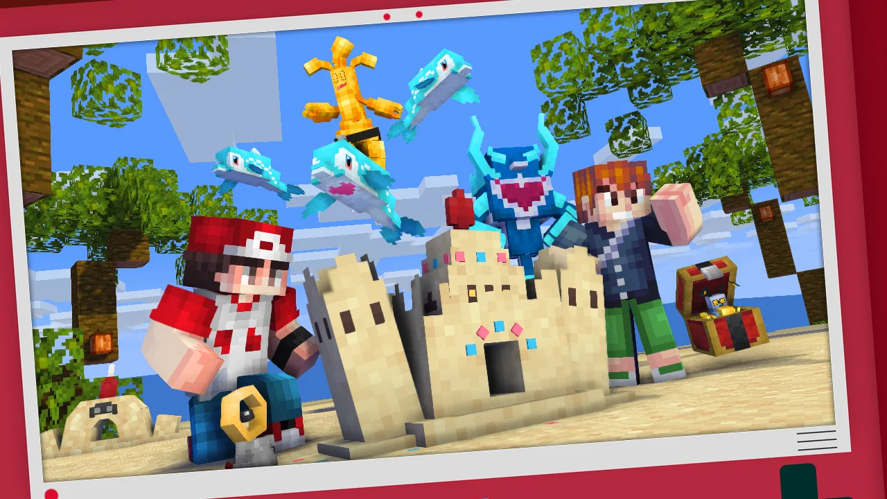 Скриншот из Minecraft с новыми покемонами из мода MissingMons для Cobblemon в летнем биоме.