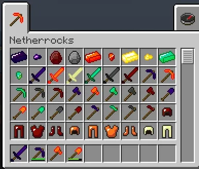 Вкладка творческого режима Netherrocks в Minecraft