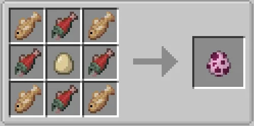 Рецепт крафта яйца призыва аксолотля в моде Spawn Eggs Recipes Fabric