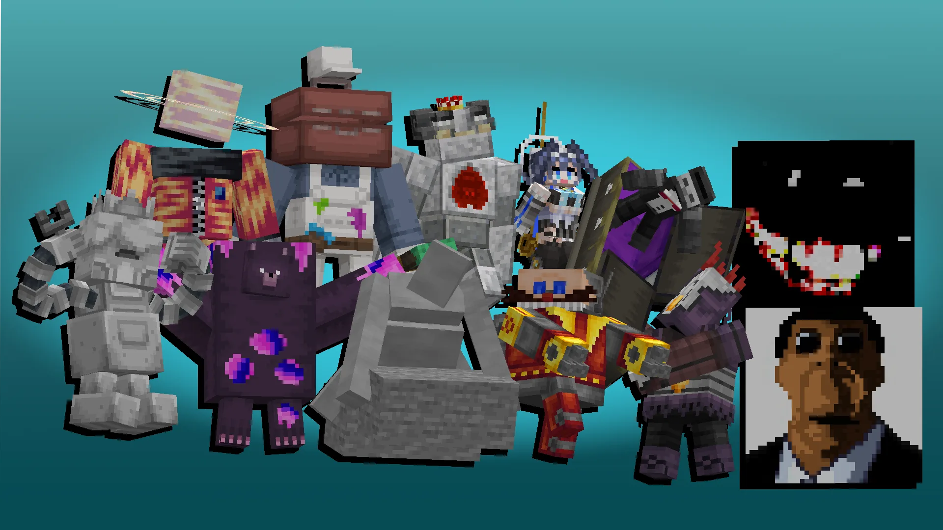 Разнообразные варианты моба Варден, выполненные в стиле камео.