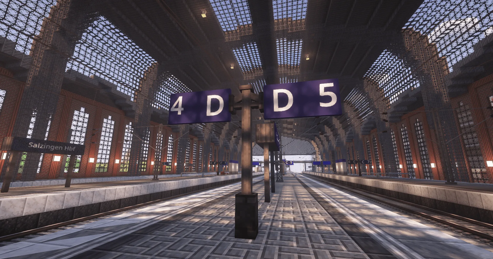Игровой скриншот мода Create Train Utilities: платформенные блоки 4 и 5.