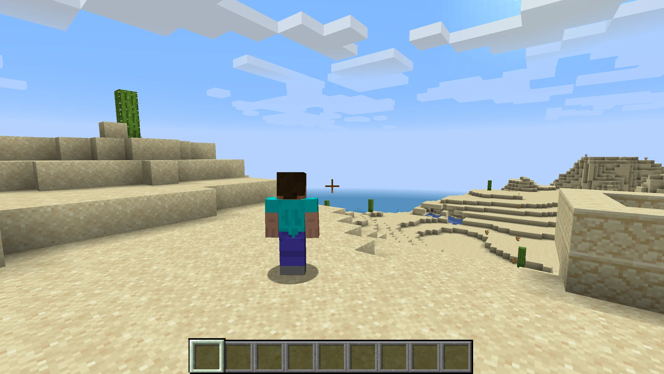 Вид от третьего лица через плечо в Minecraft.