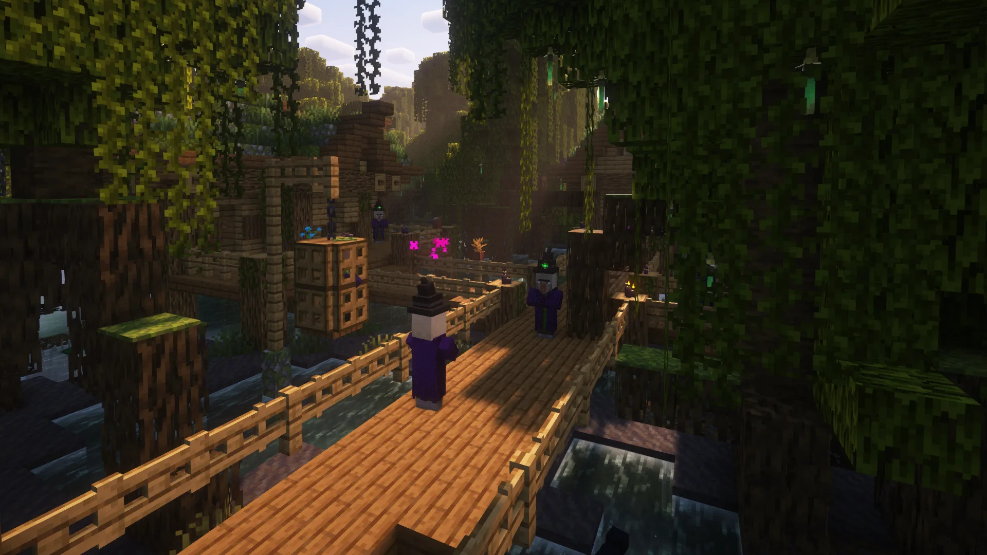 Деревня ведьм в мангровом болоте днем.