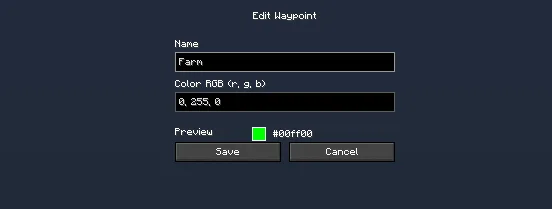 Страница редактирования метки в моде Lightweight Waypoints