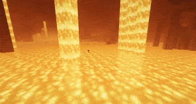 Потоки лавы в Minecraft.