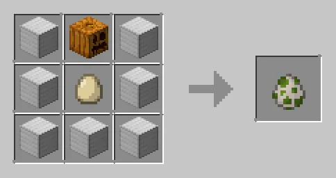 Рецепт крафта яйца призыва железного голема в моде Craft-able Spawn Eggs.