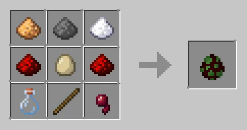 Рецепт крафта яйца призыва ведьмы из мода Craft-able Spawn Eggs.
