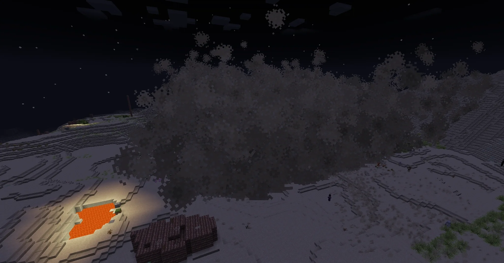 Скриншот песчаной бури из мода Desertification для Minecraft.