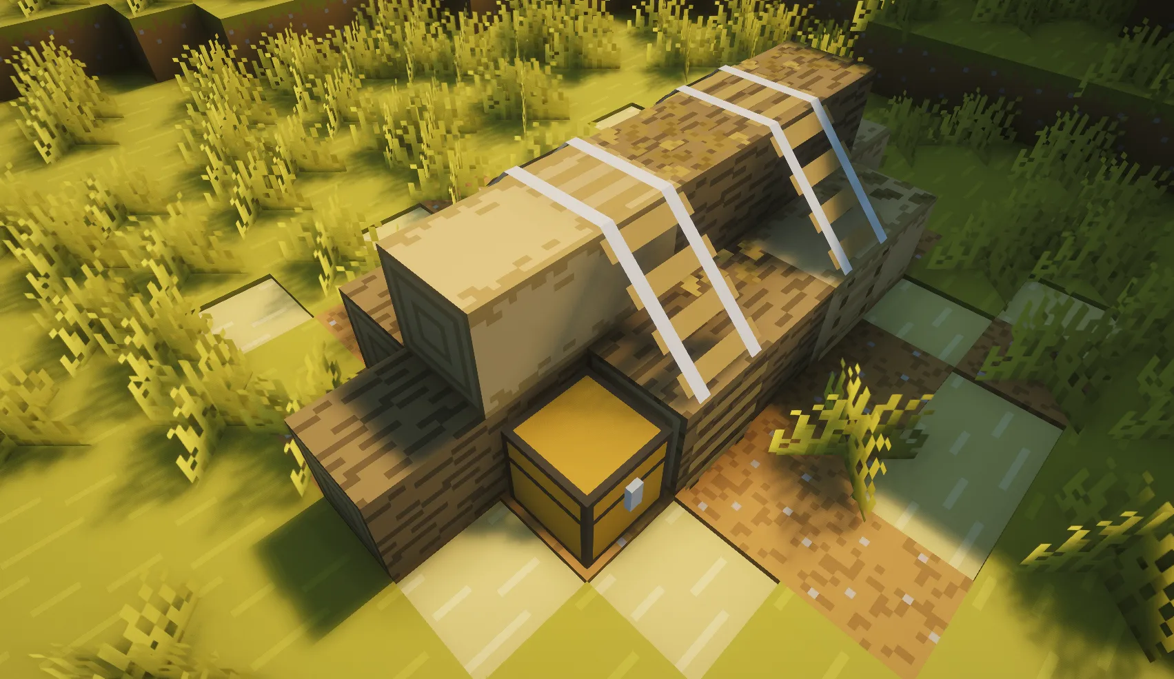 Скриншот мода Small Structures: теплый вариант декоративных бревен.