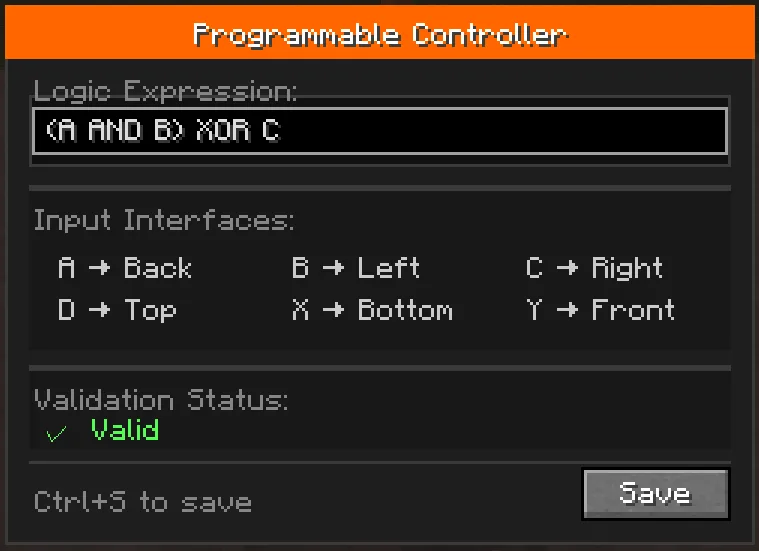 Интерфейс программируемого контроллера мода Create: Programmable Logic для настройки логических выражений