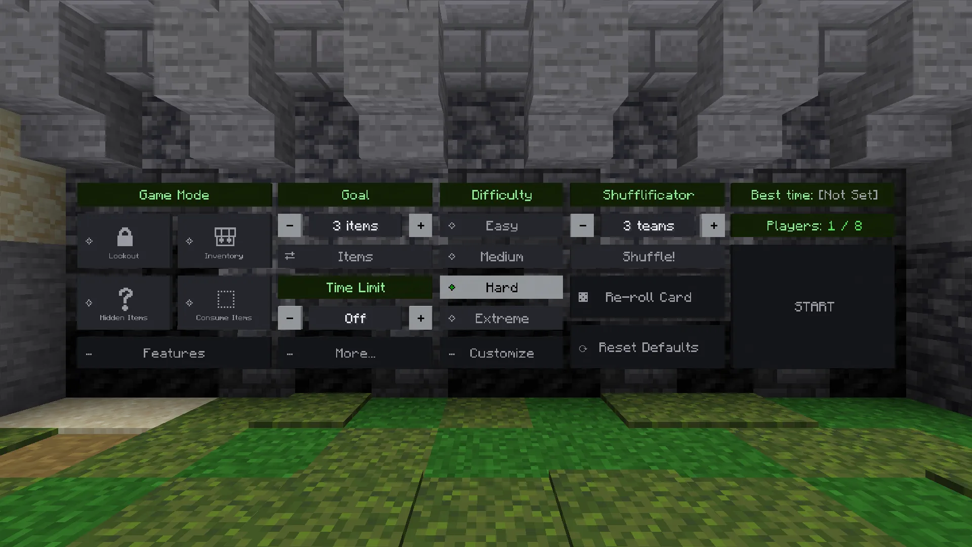 Меню настроек в предстартовом лобби проекта Yet Another Bingo.