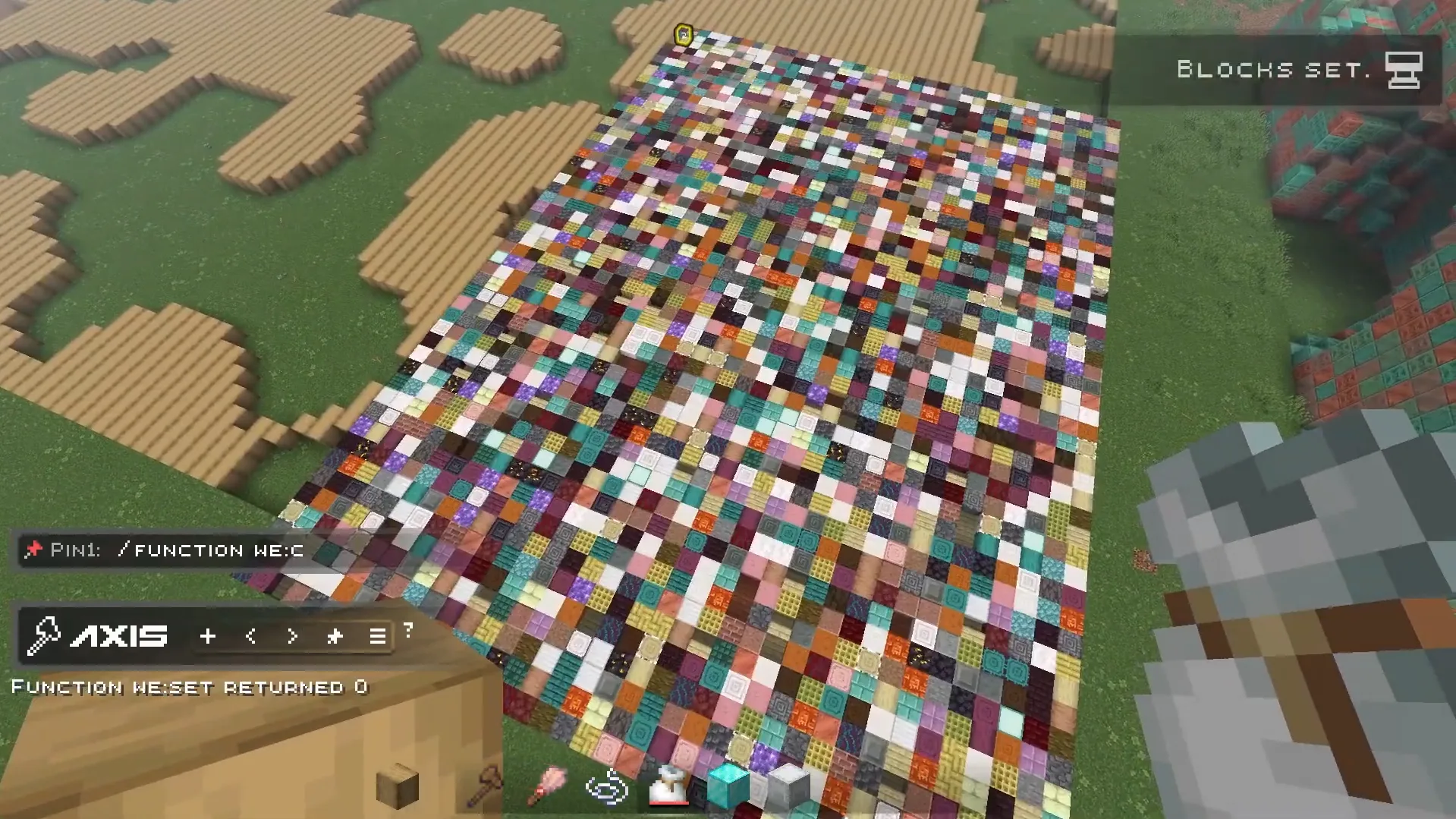 Интерфейс мода Axis WorldEditor: использование нескольких материалов в одной операции с блоками через шалкер или связку.