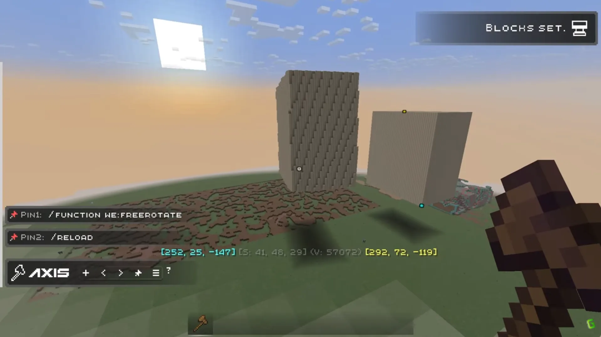 Демонстрация свободного вращения структуры по нескольким осям в моде Axis WorldEditor.