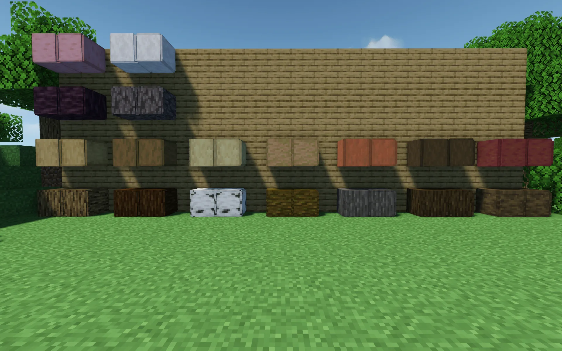 Все виды бревен с полностью покрытой корой