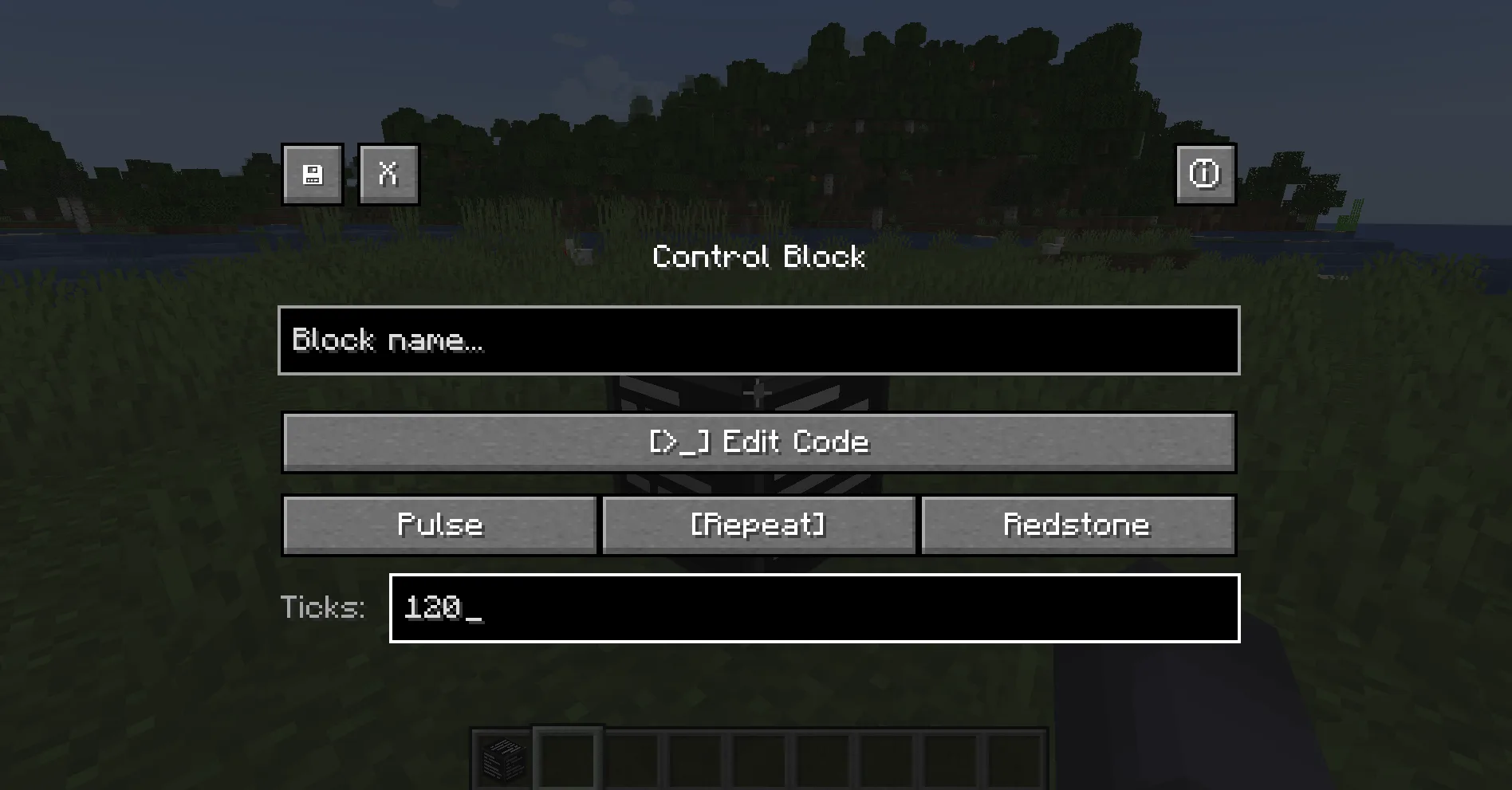Интерфейс настройки блока управления мода Control Blocks