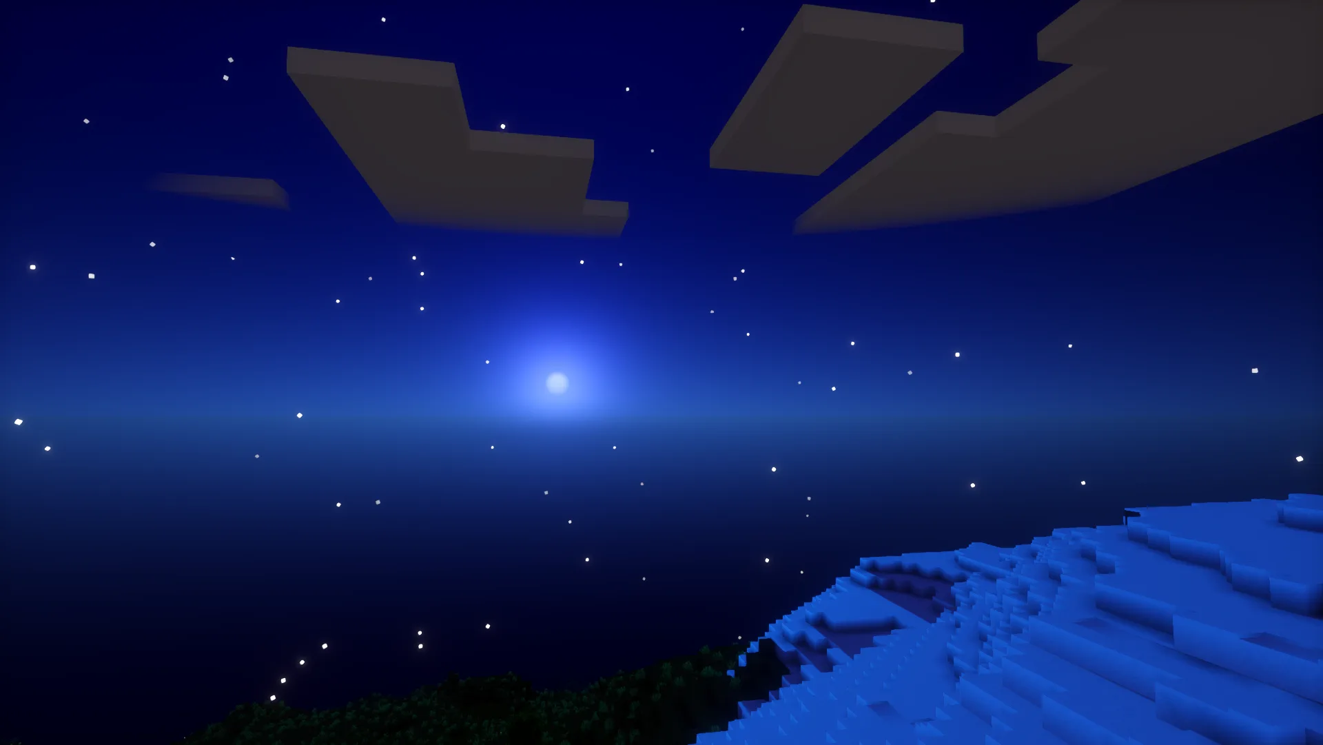 Ночь в обычном мире с шейдерами Oak.