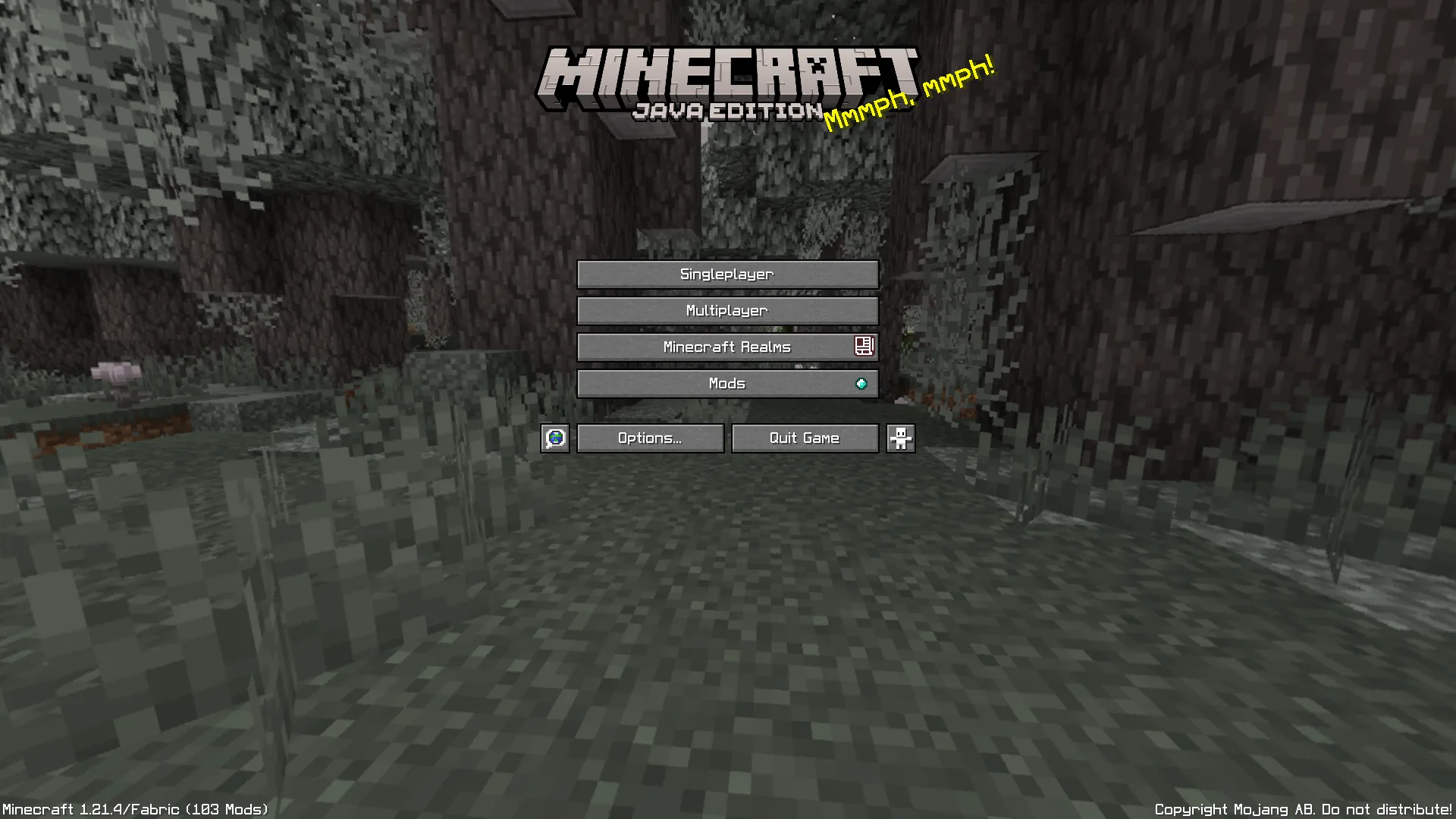 Главное меню Minecraft с активным ресурспаком Font++.