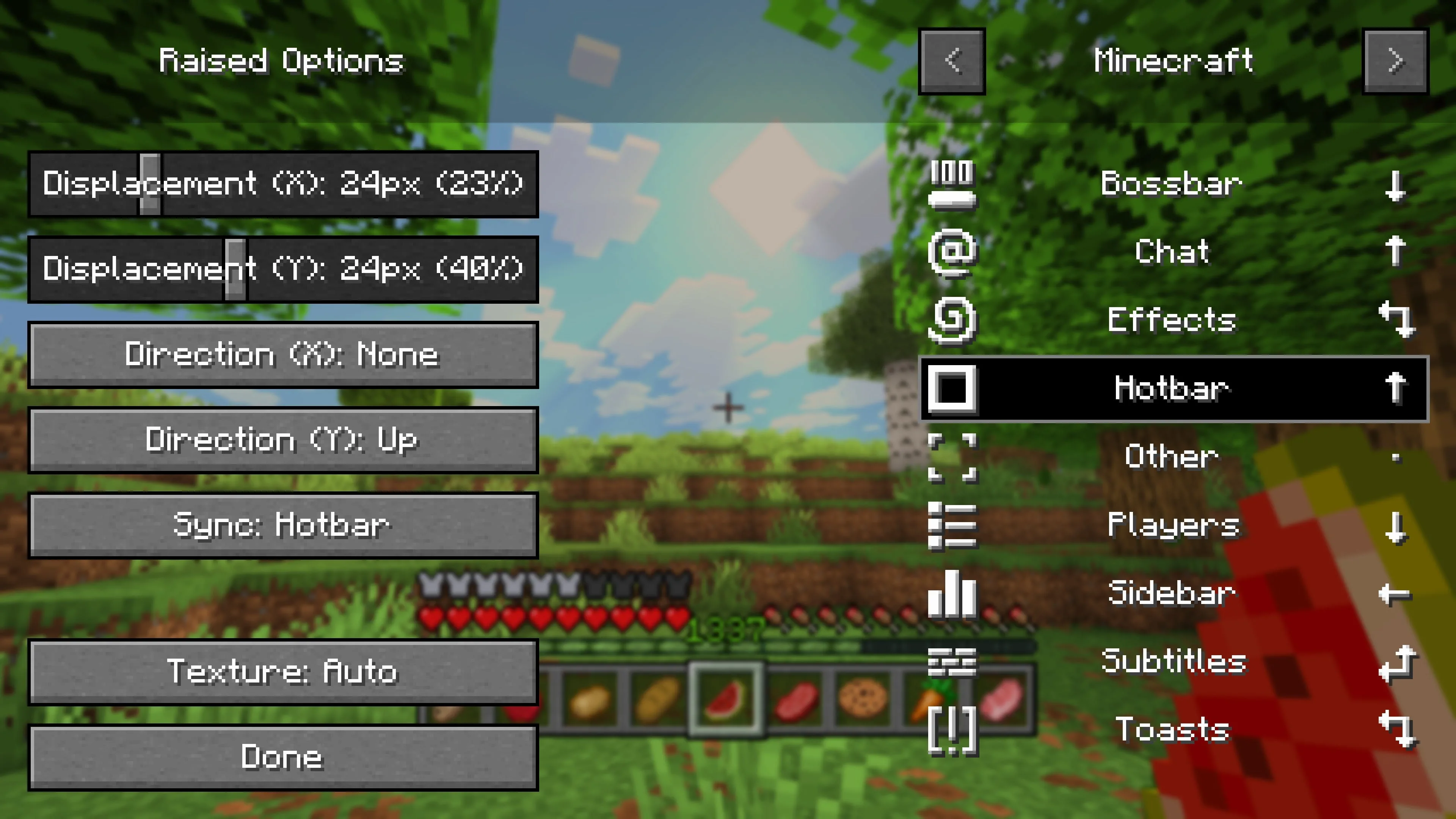 Интерфейс конфигурации плагина Raised с настройками параметров на одном экране.