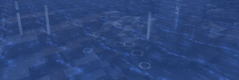 Круги на воде от падающих частиц в Minecraft.