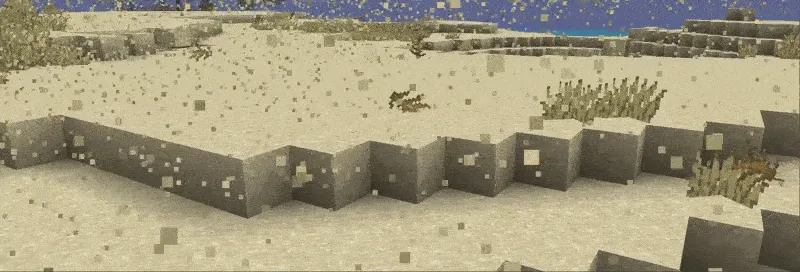 Частицы песка, падающие в Minecraft.