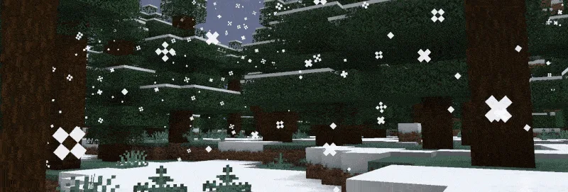 Снежинки, падающие в Minecraft.