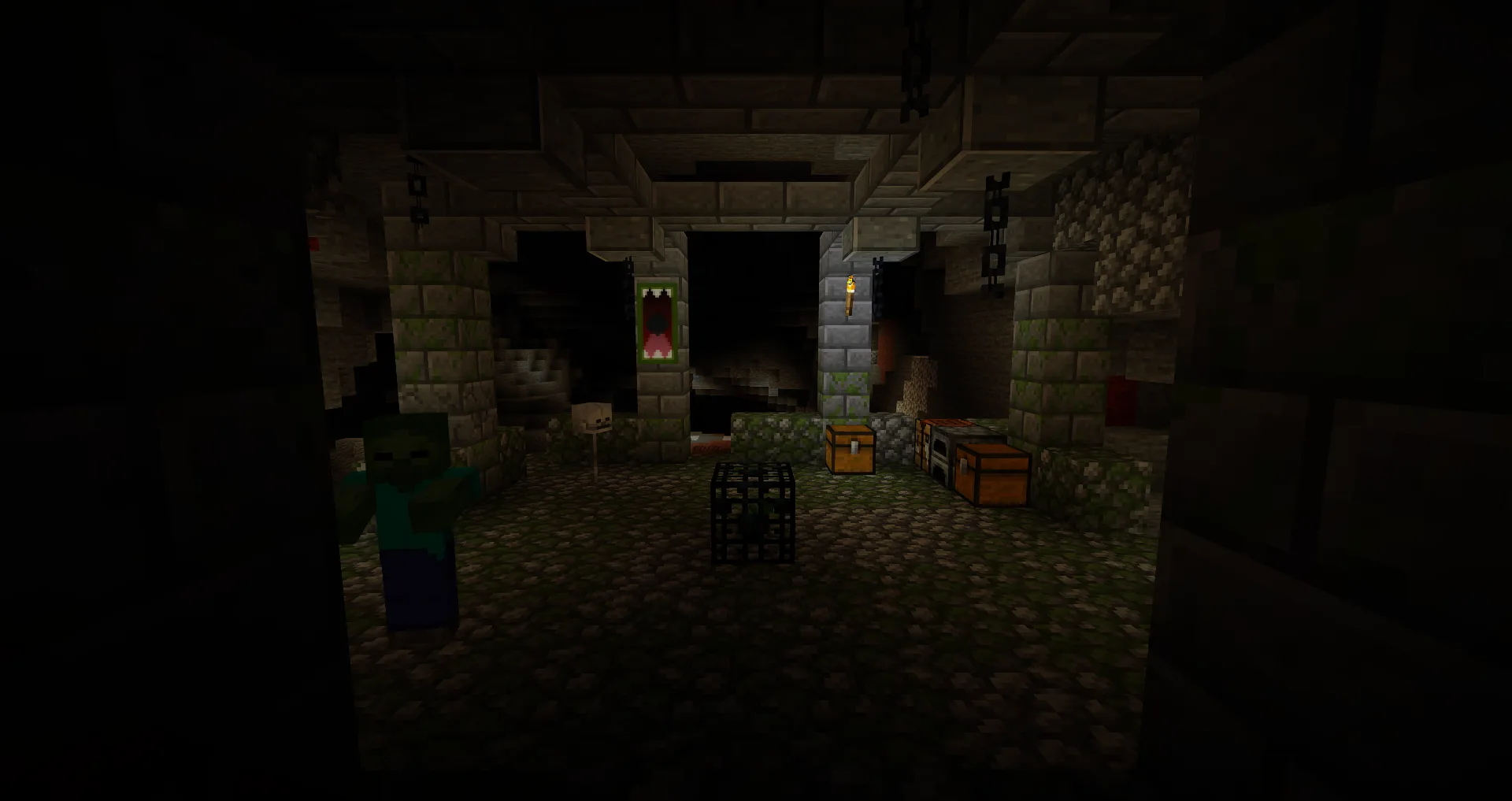Улучшенное ванильное подземелье в открытой пещере из мода YUNG's Better Dungeons.
