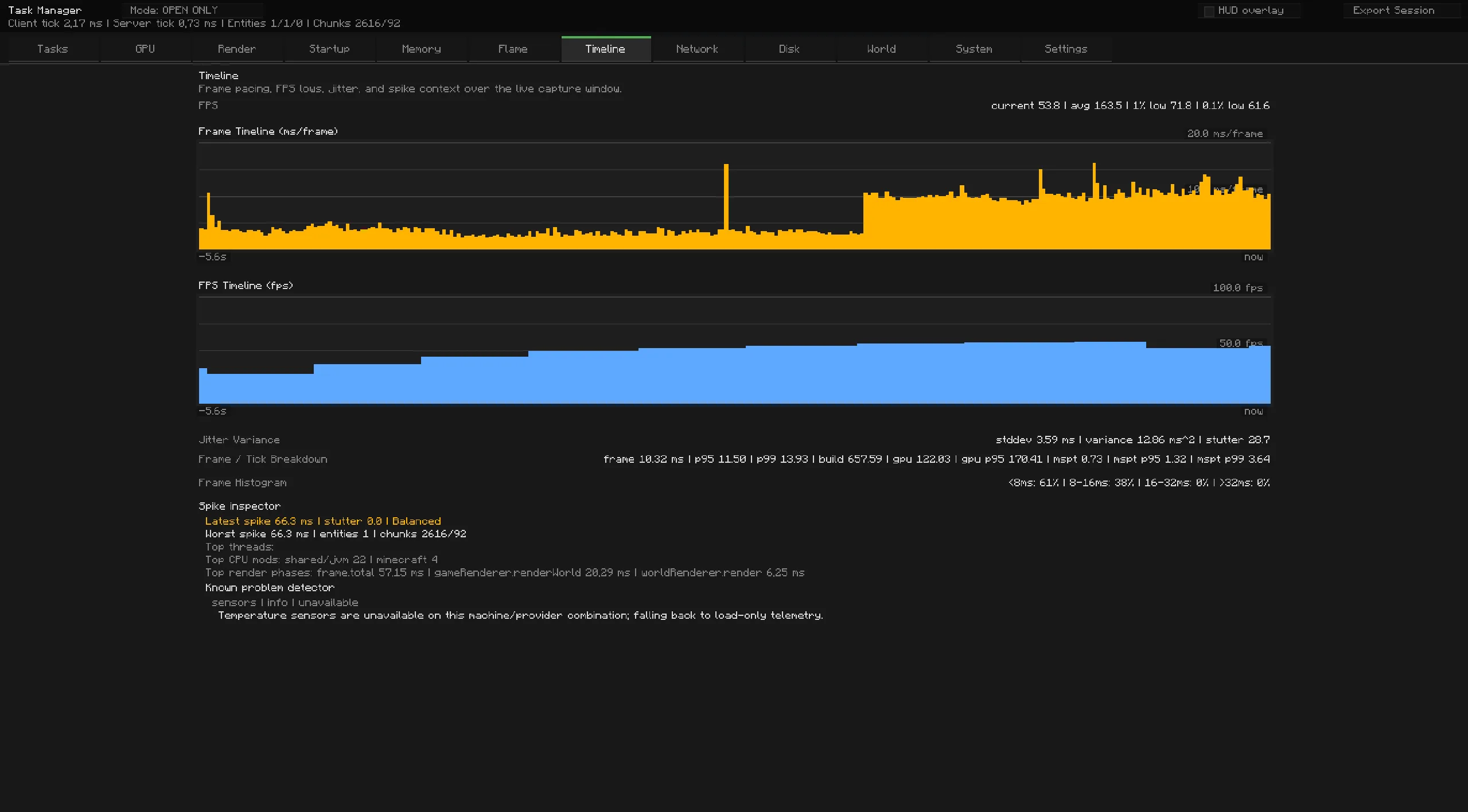 Временная шкала событий в моде TaskManager