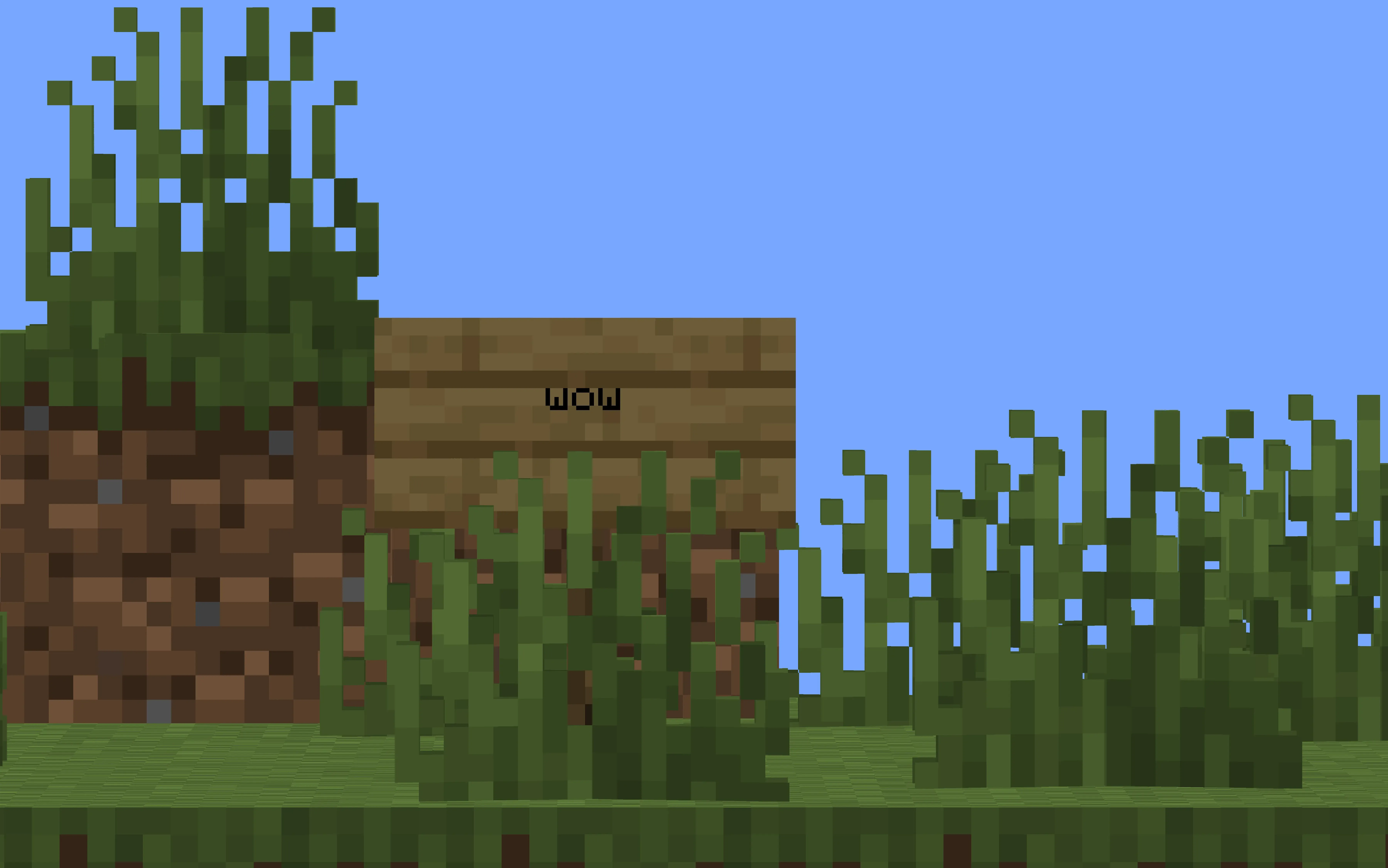 Скриншот игрового процесса Minecraft с активной функцией приближения камеры (First-Person Zoom).