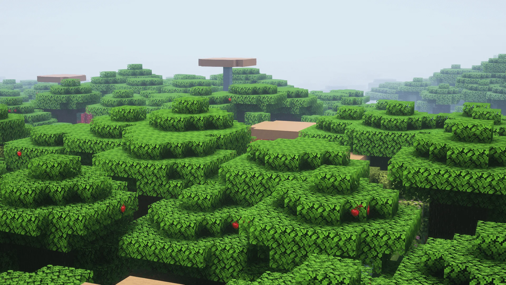 Лес из темного дуба с шейдерами Complementary Reimagined в Appled Trees