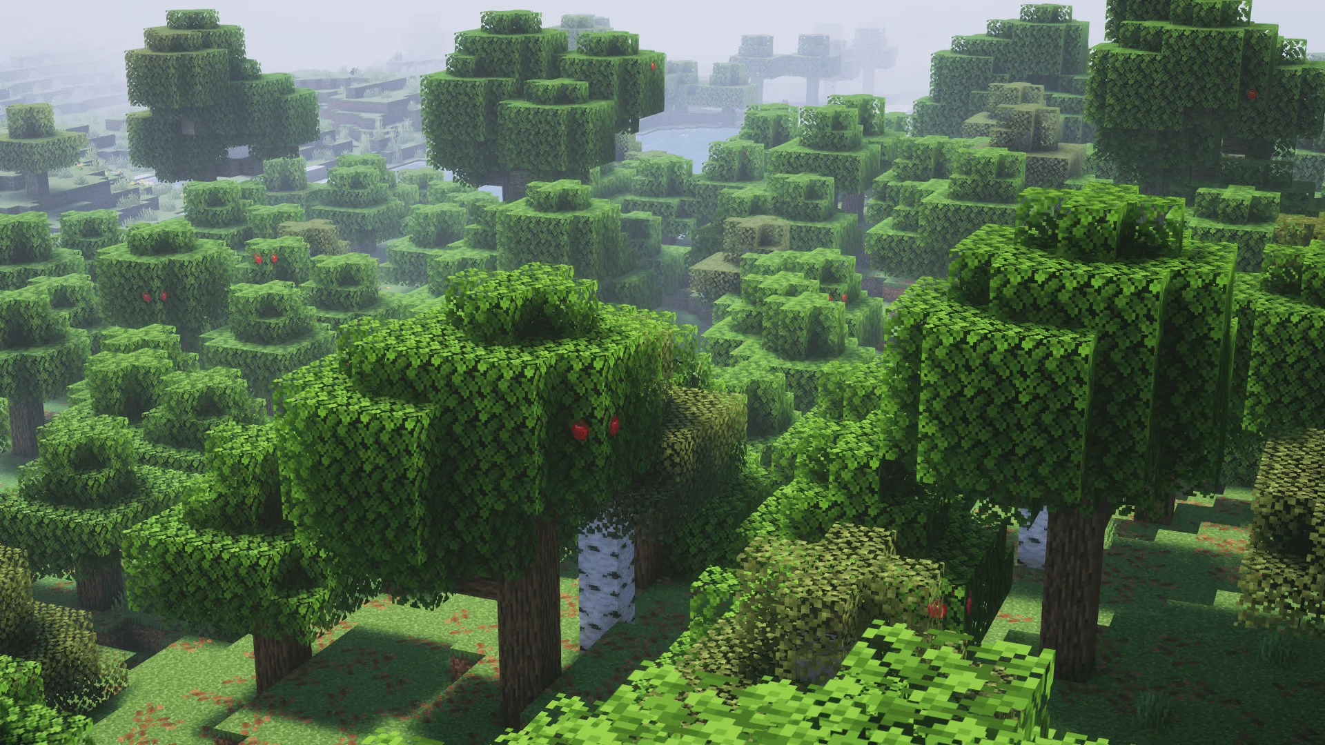 Лес с шейдерами Complementary Reimagined в Appled Trees