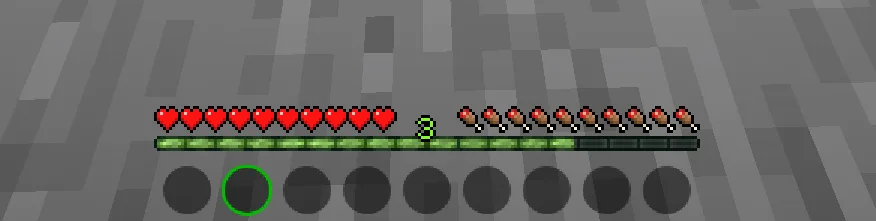 Ресурспак Rounded Hotbar, изменяющий форму панели быстрого доступа в Minecraft на закругленную.