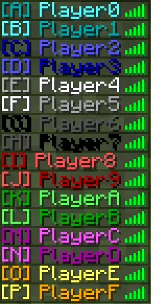 Интерфейс списка игроков мода TeamCommand