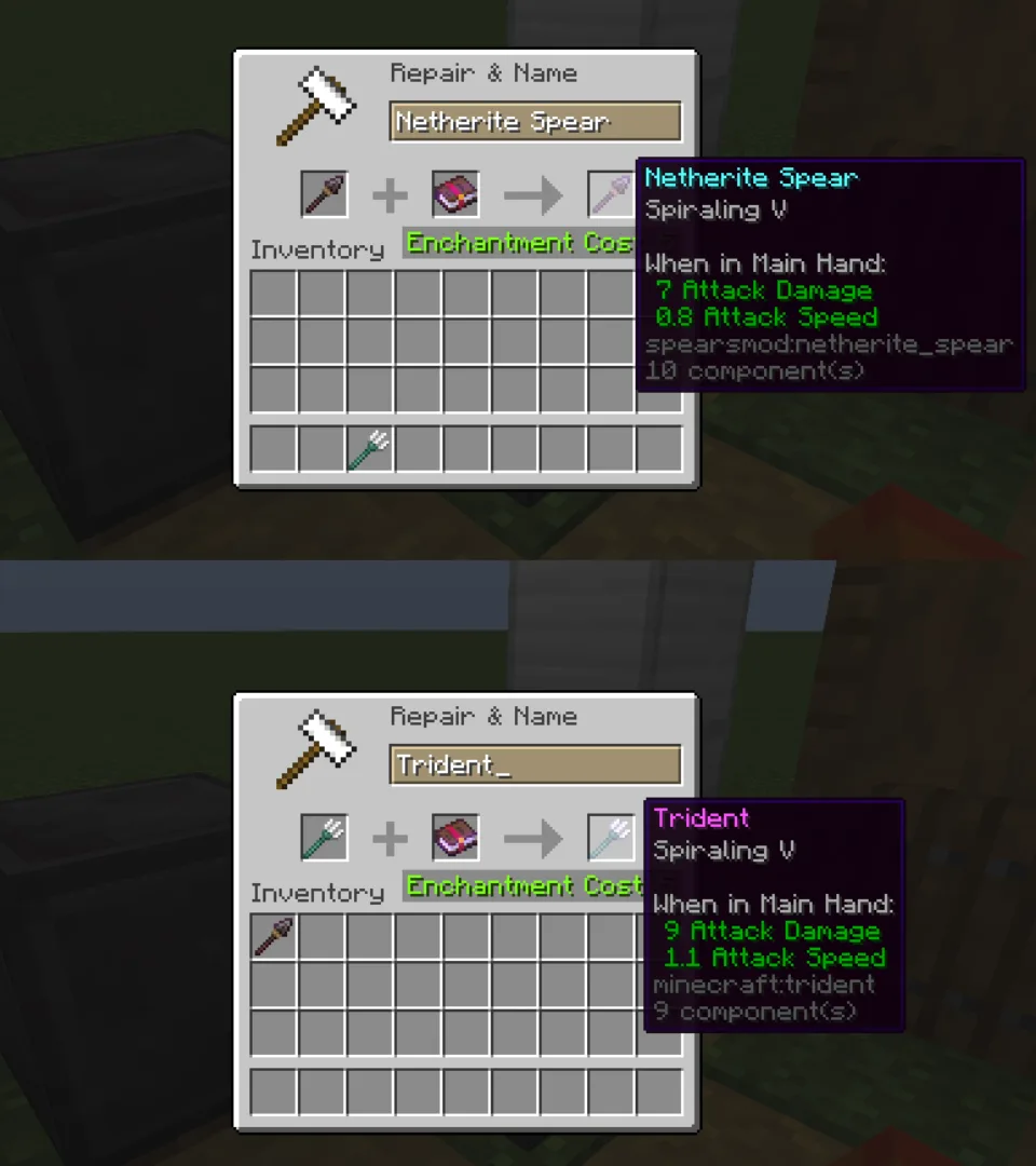 Зачарованное спиральное копье из мода Simple Spears.