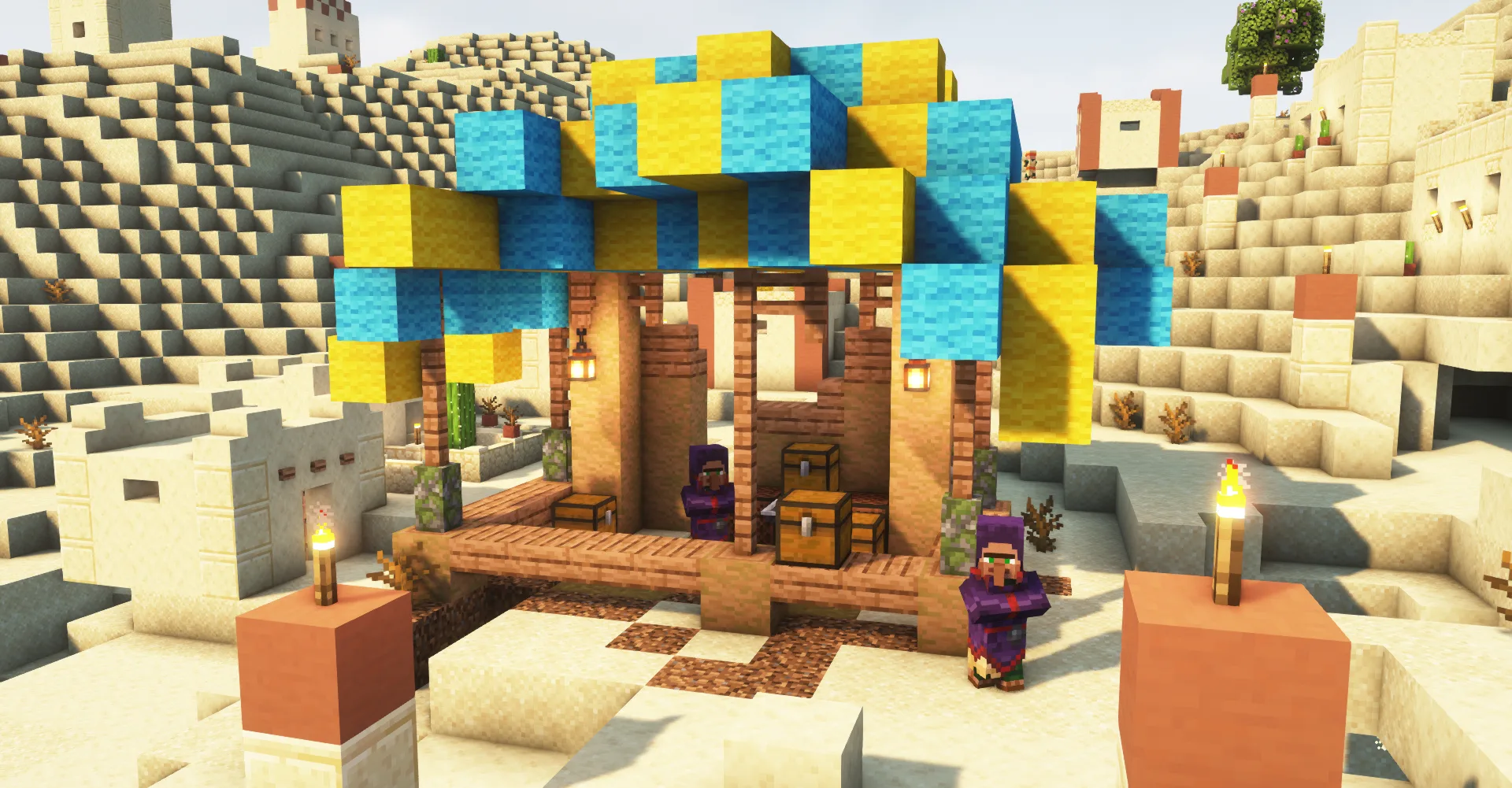 Житель-оккультист в пустынном стиле из мода VillagersPlus.