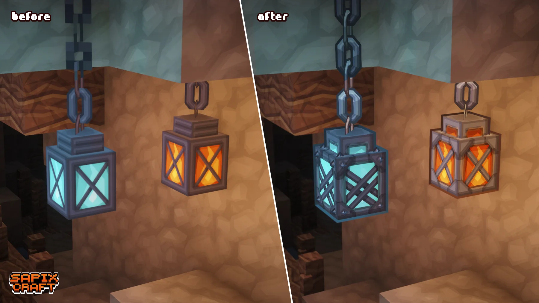 Фонари с пользовательским 3D-контуром в стиле Sapixcraft.