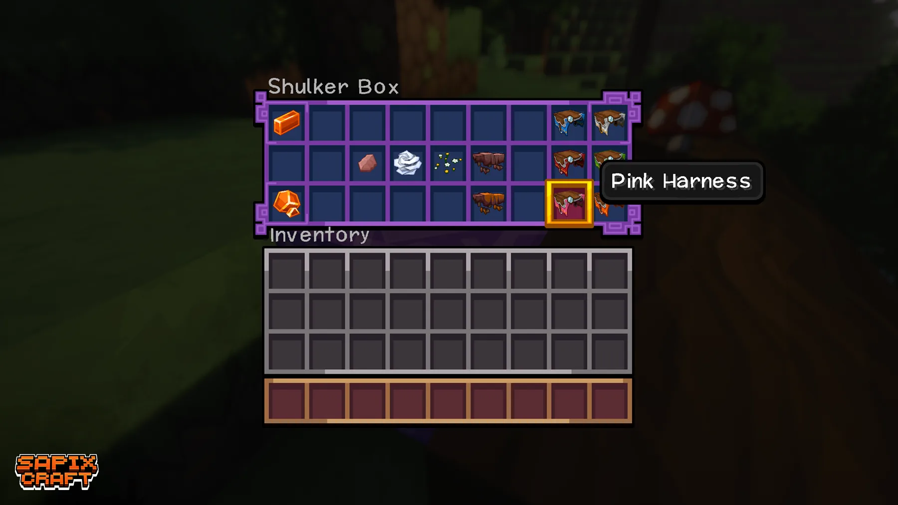 Интерфейс ящика шалкера в стиле ресурспака Sapixcraft.